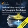 Cover of "Einstein’s Relativity and the Quantum Revolution" audio course, showing warped grid graphics and a yellow "Only from Audible" banner.
