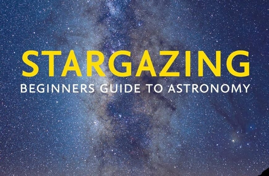 Book cover showing a starry night sky with the Milky Way, silhouettes of people using telescopes, and the title "Stargazing: Beginners Guide to Astronomy.
