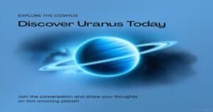 Uranus ice giant planet with rings in deep space