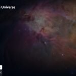 A colorful nebula with bright stars appears behind a streaming interface for "Watch Secrets of the Universe | Prime Video," featuring clear options to start a trial or buy episodes.