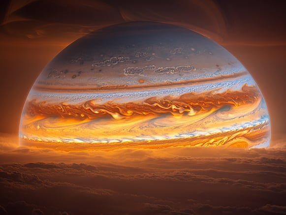 How Long Does it Take to Get to Saturn and What Would it Require? 1 Get to a planet with clouds in the background.