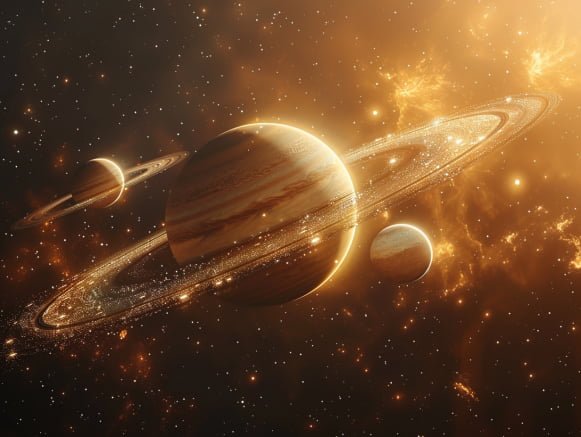 How Long Does it Take to Get to Saturn and What Would it Require? 23 Planets in space with stars.