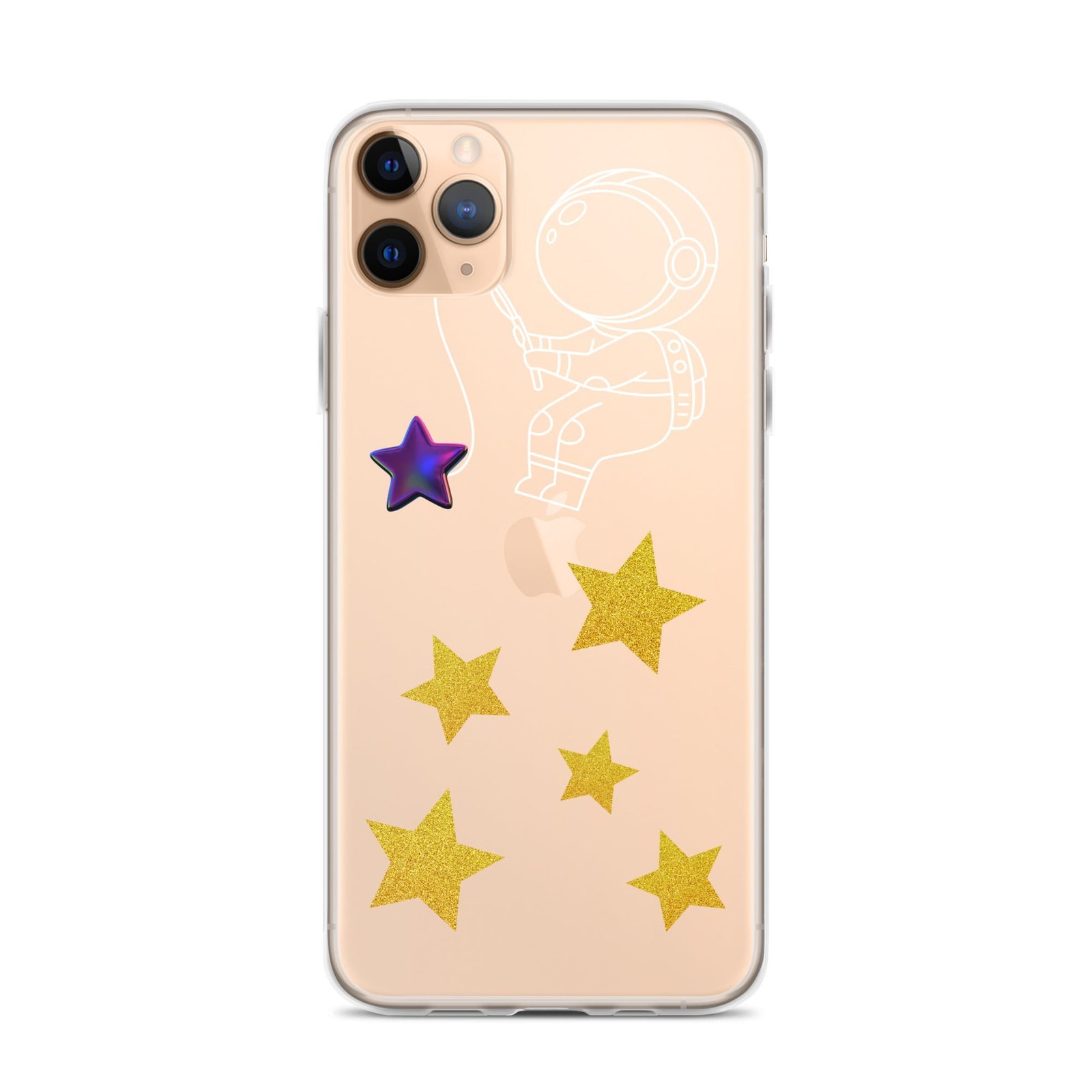 A mesmerizing Black iPhone case featuring an astronaut and a sprinkle of stars, perfect for stargazing enthusiasts.