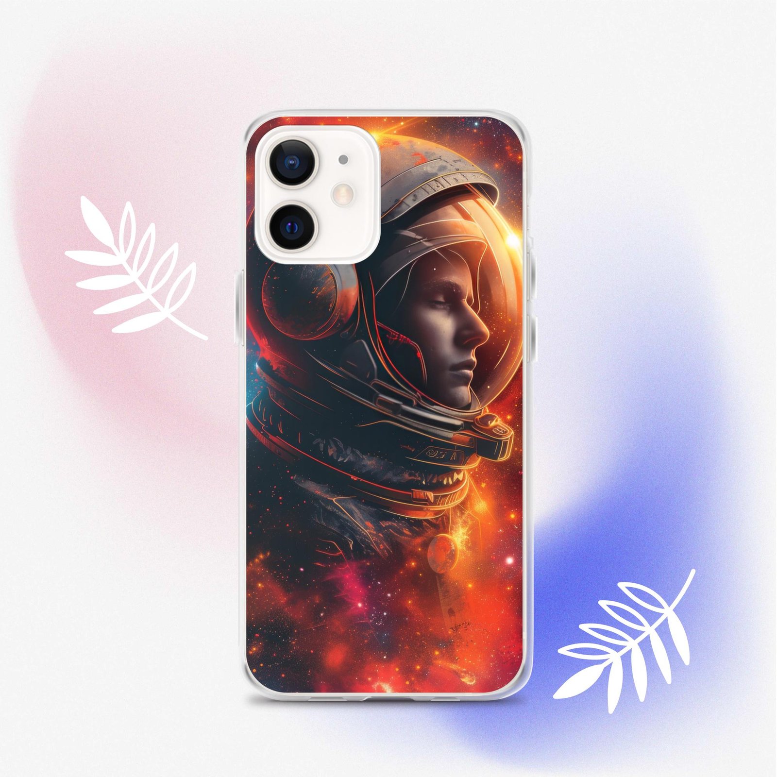An iPhone case featuring an astronaut in the universe.