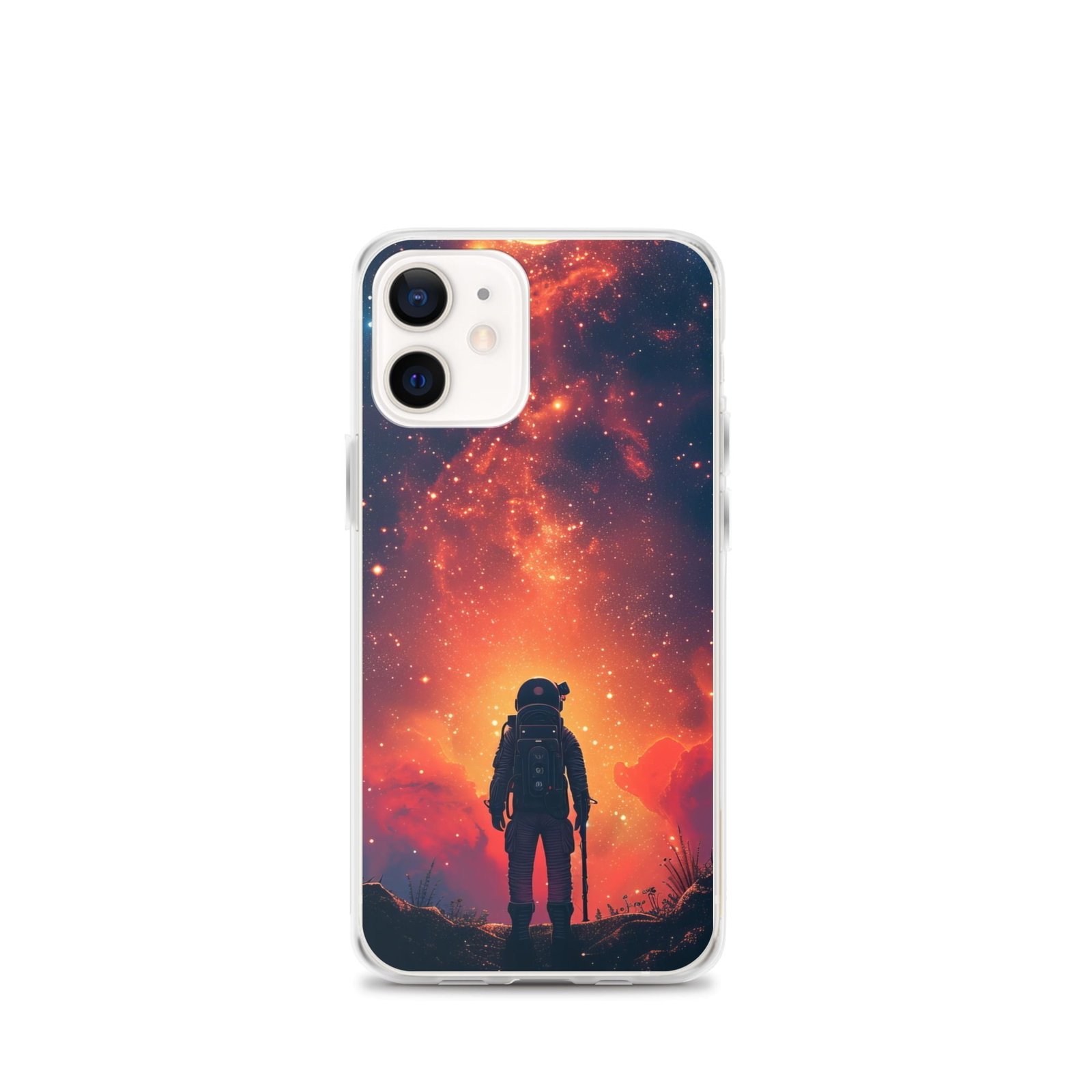 A Clear Case for iPhone® with a picture of a man on a pole.