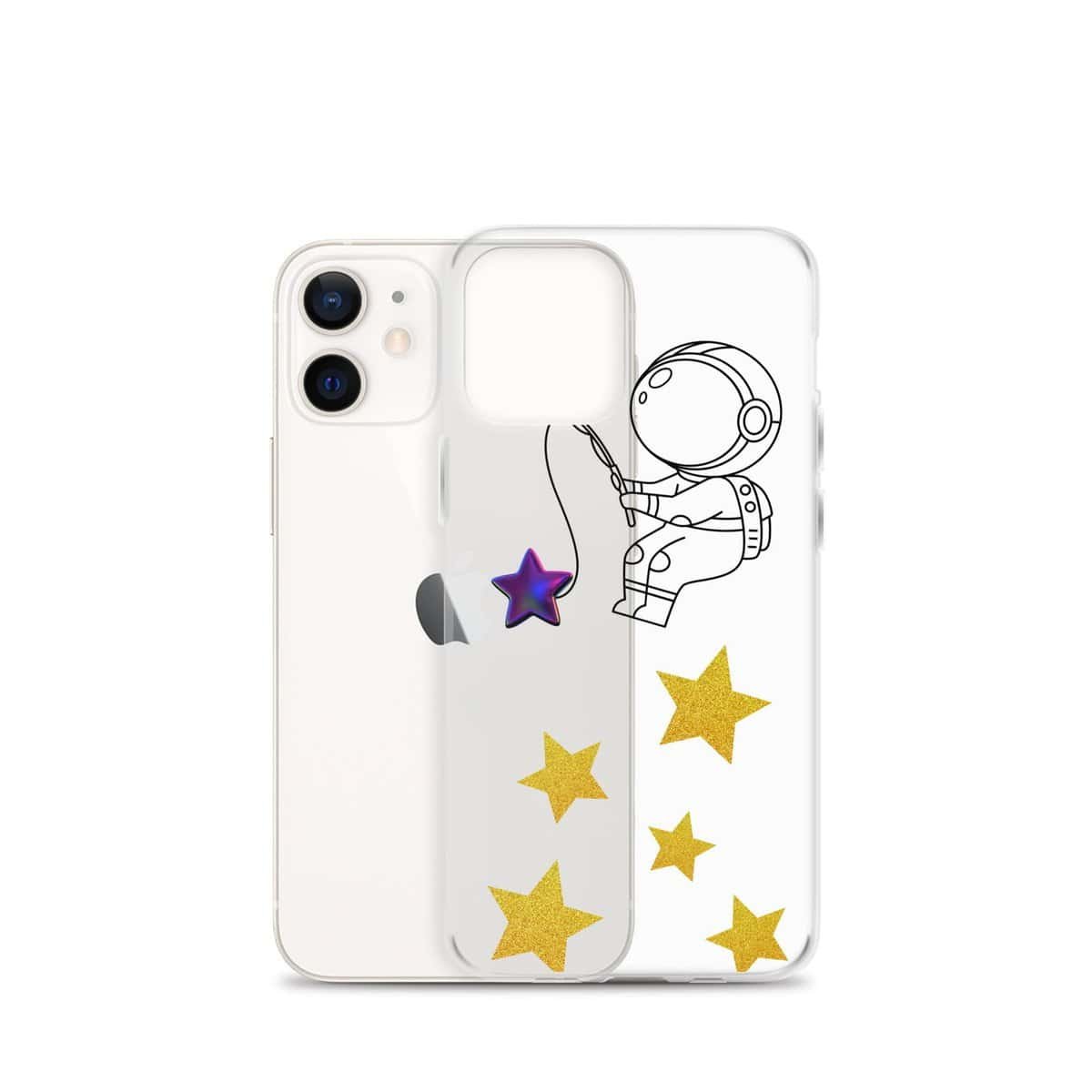 एक आईफोन कवर जिस पर एक अंतरिक्ष यात्री तारों को पकड़ रहा है।