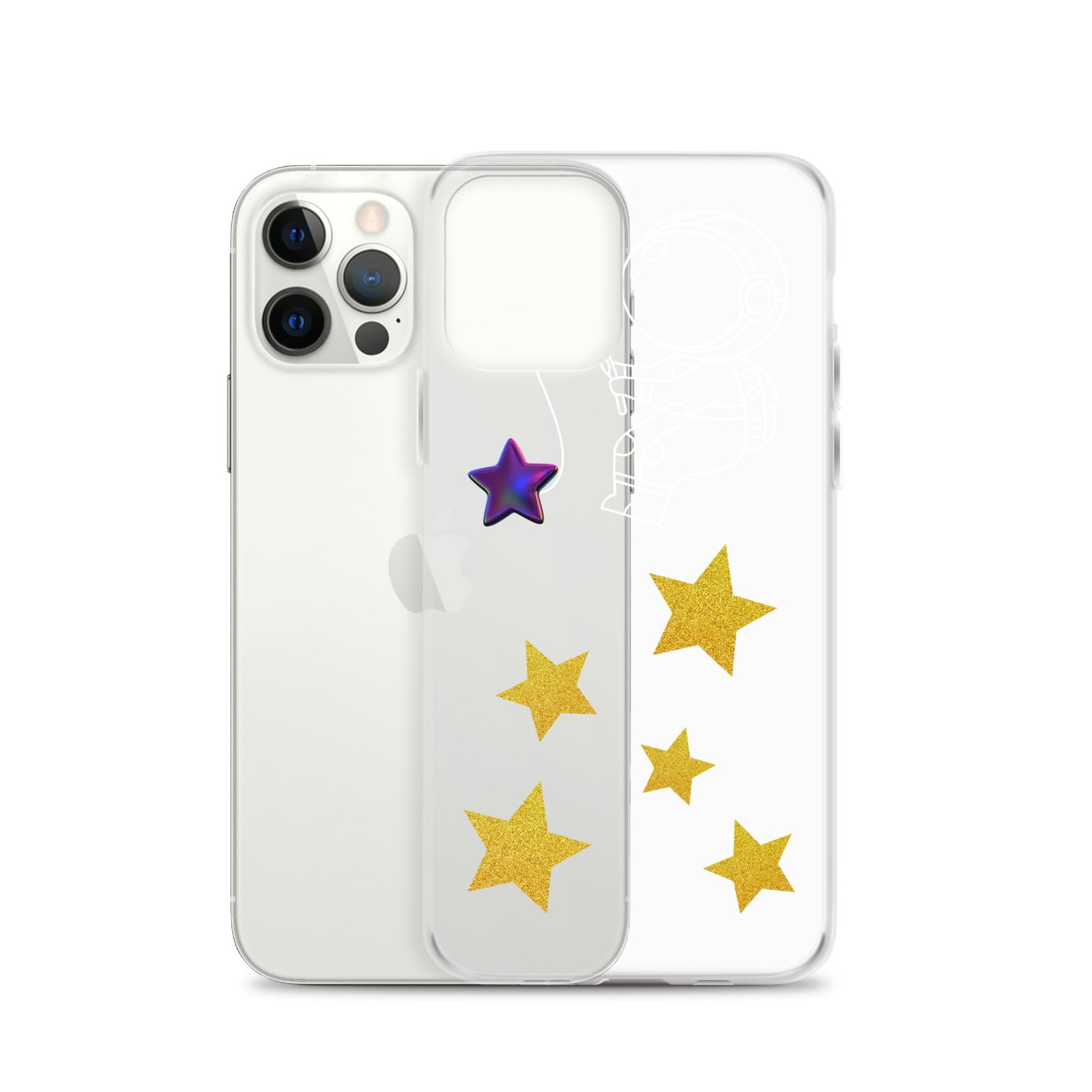 A Black iPhone Clear Case adorned with starry night-inspired design.