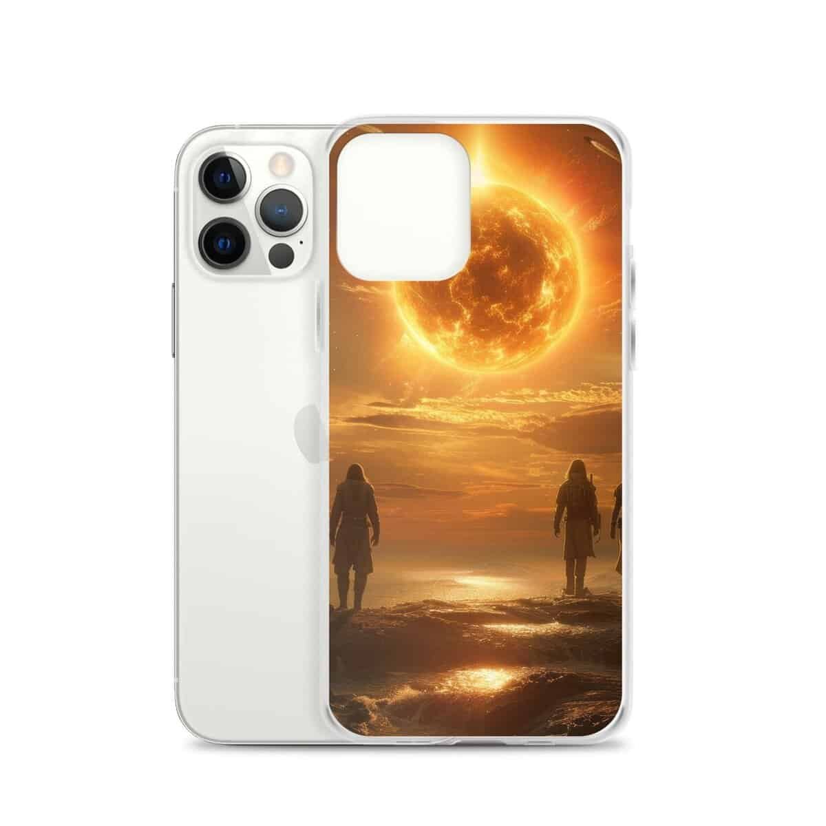 Two people walking on the beach with the Sun Clear Case iPhone.