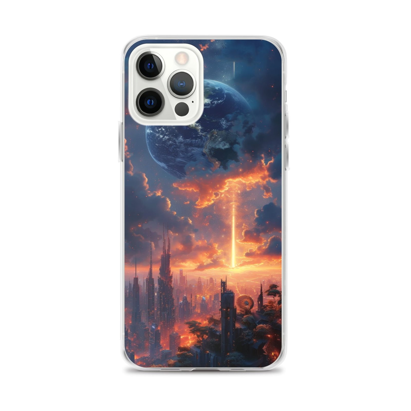 An iPhone case featuring an image of a city at sunset - the perfect accessory for your iPhone.