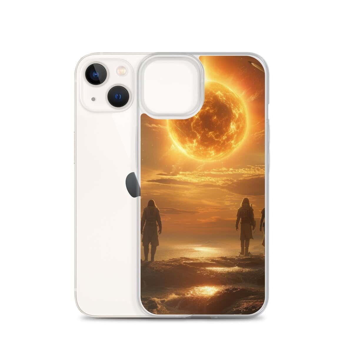Two Future Us people walking on the beach with the Sun Clear Case iPhone case.