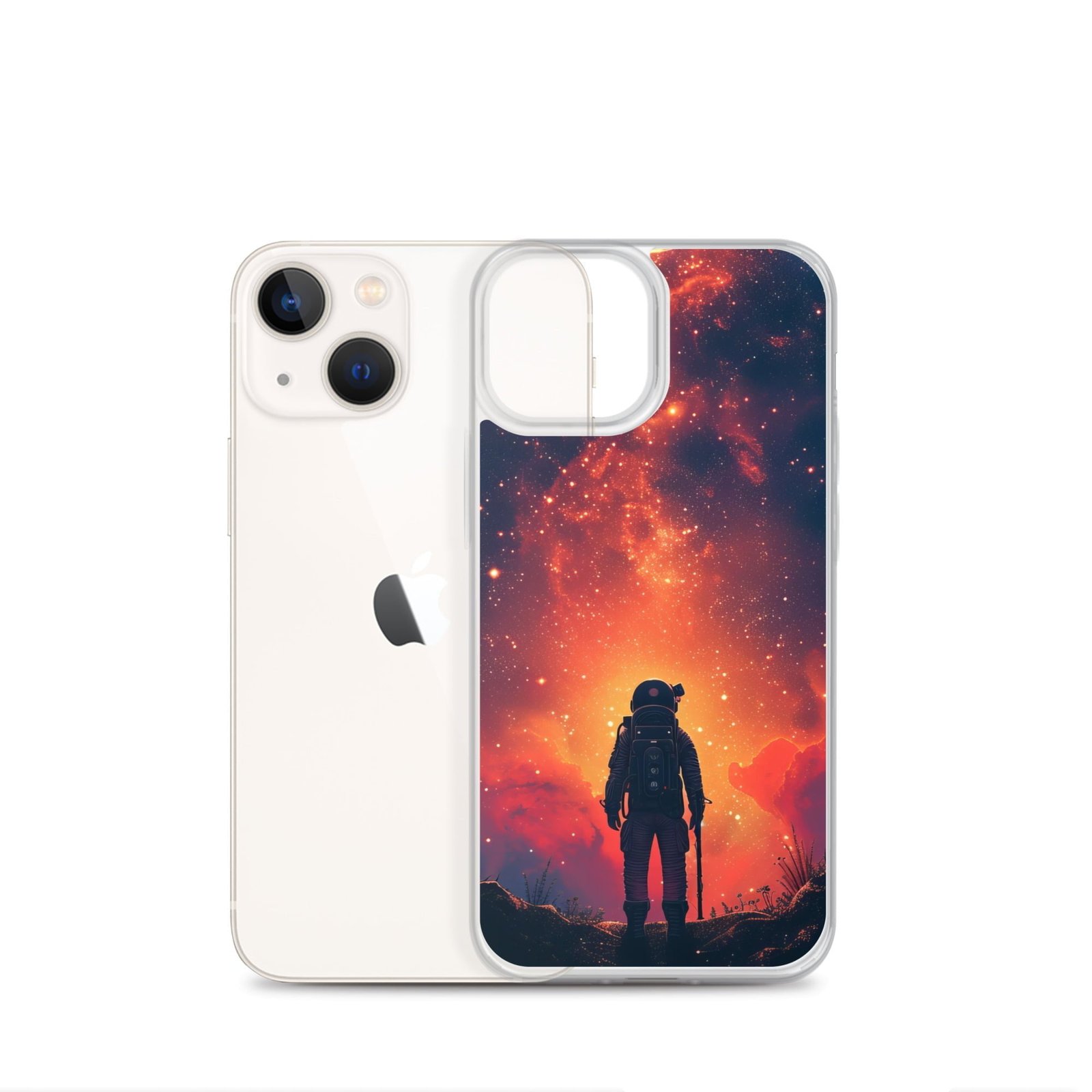 A Clear Case for your iPhone, featuring an astronaut in space.