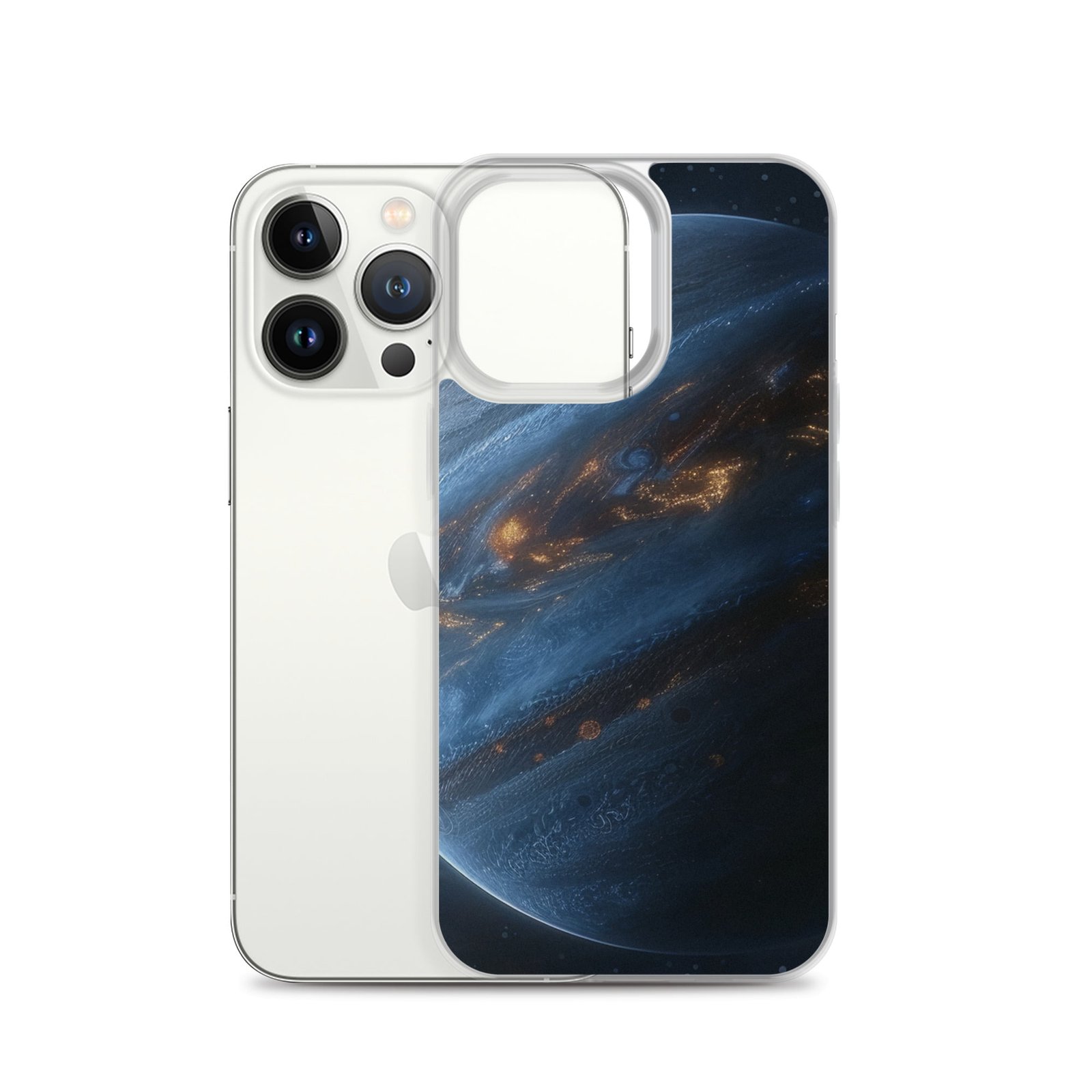 An image of the planet Jupiter on an iPhone 11 Pro clear case.