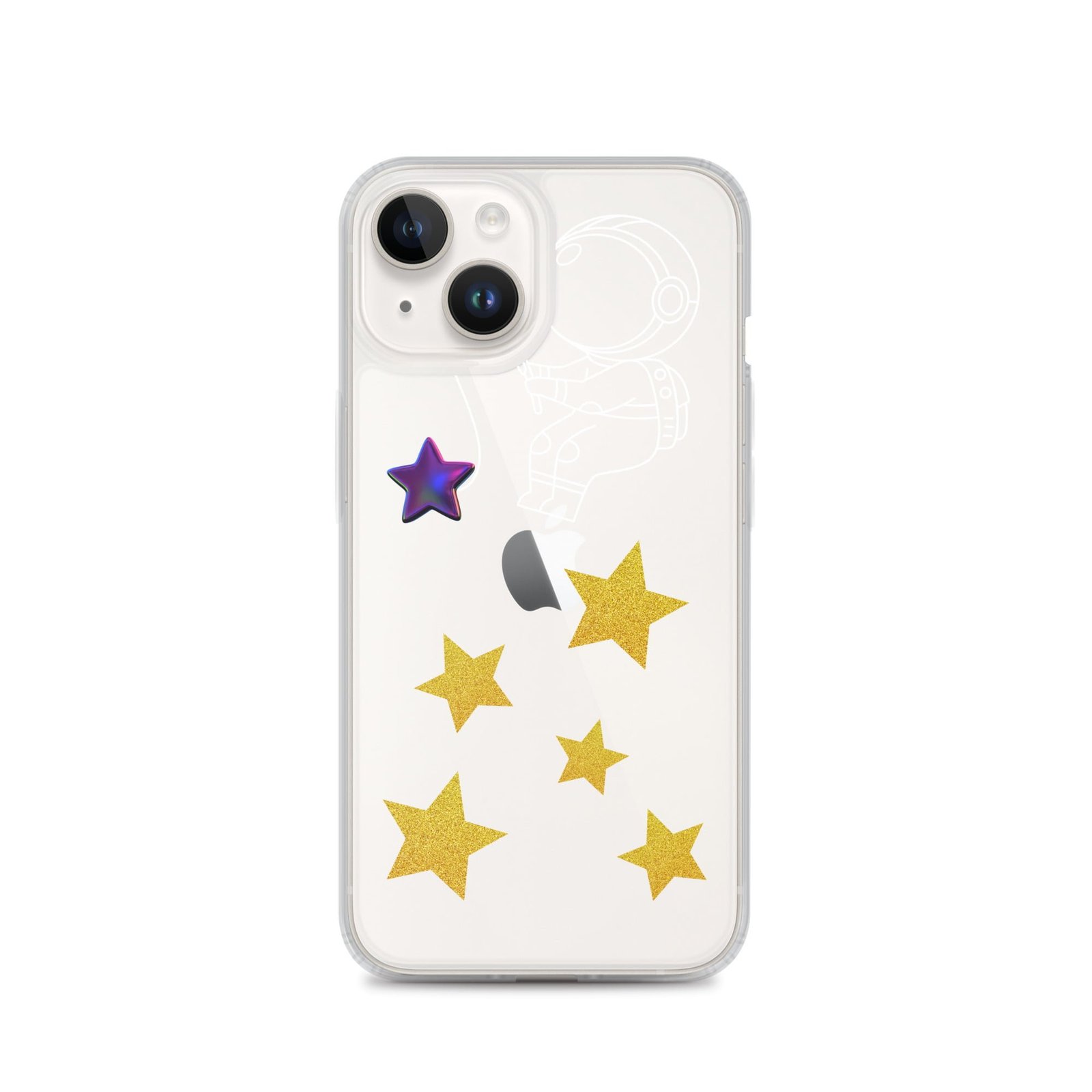 A white iphone case with stars on it, inspired by Starry Night.