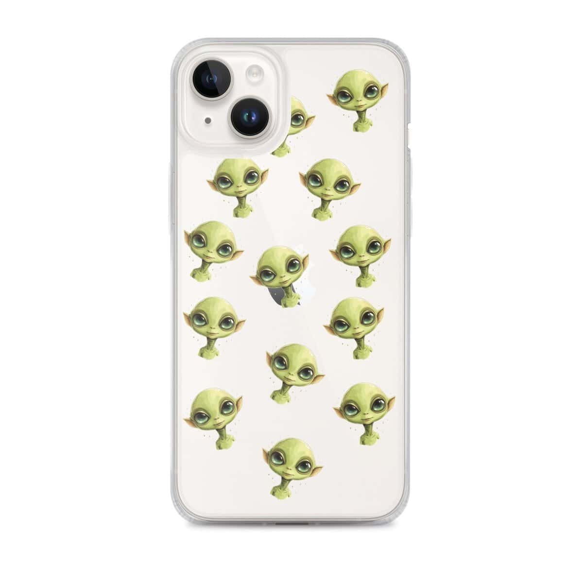 A phone case with a cartoon character on it featuring a Green Alien Face.