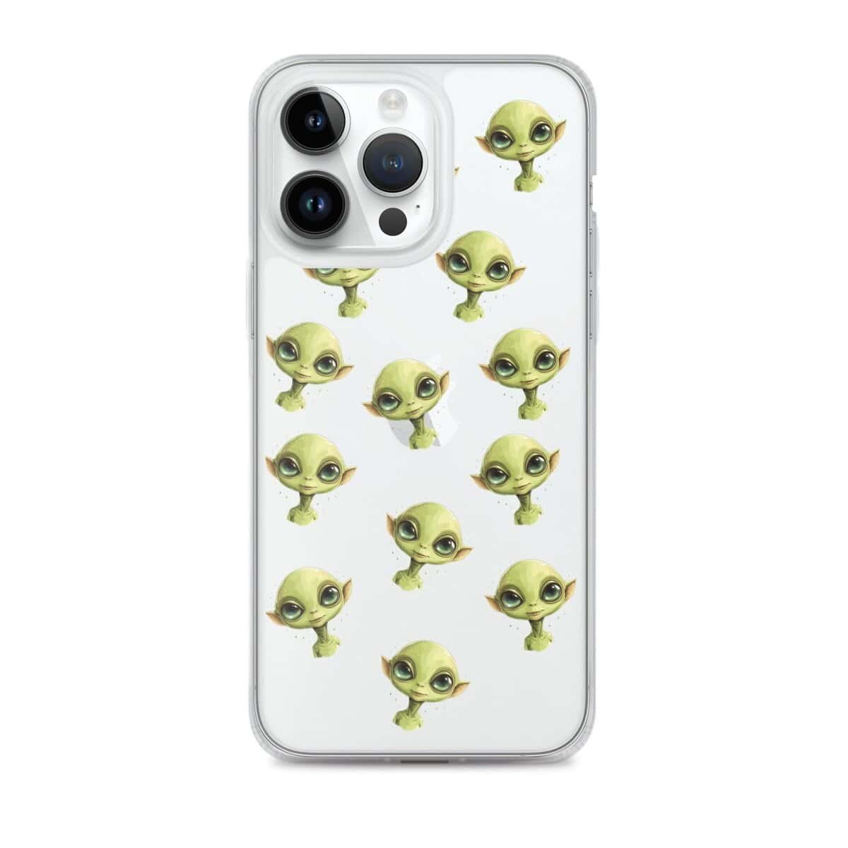 A clear iPhone case featuring a cartoon character.