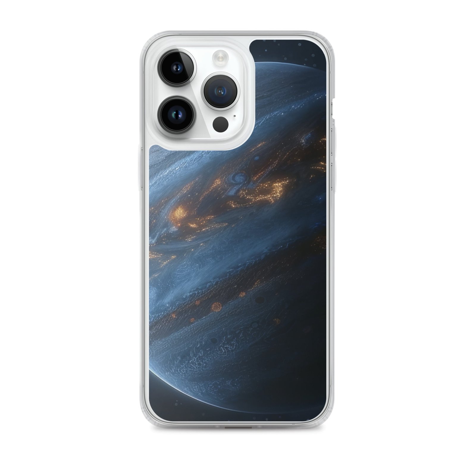A New Planet Clear Case with an image of the planet Jupiter, designed for iPhone.