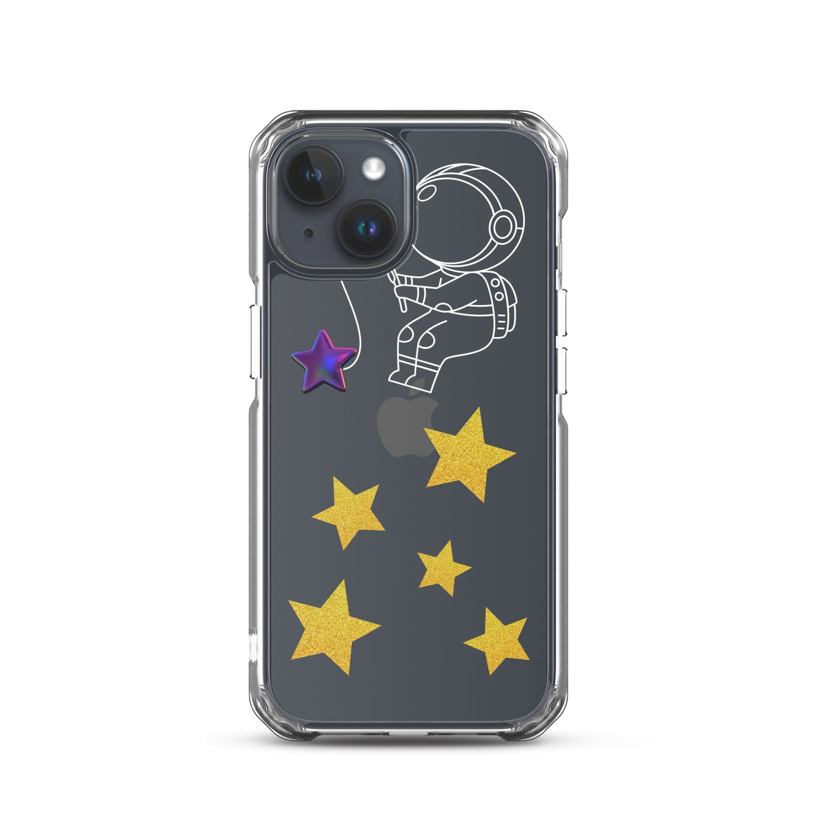A Starry Night-themed iPhone case featuring an astronaut surrounded by stars.