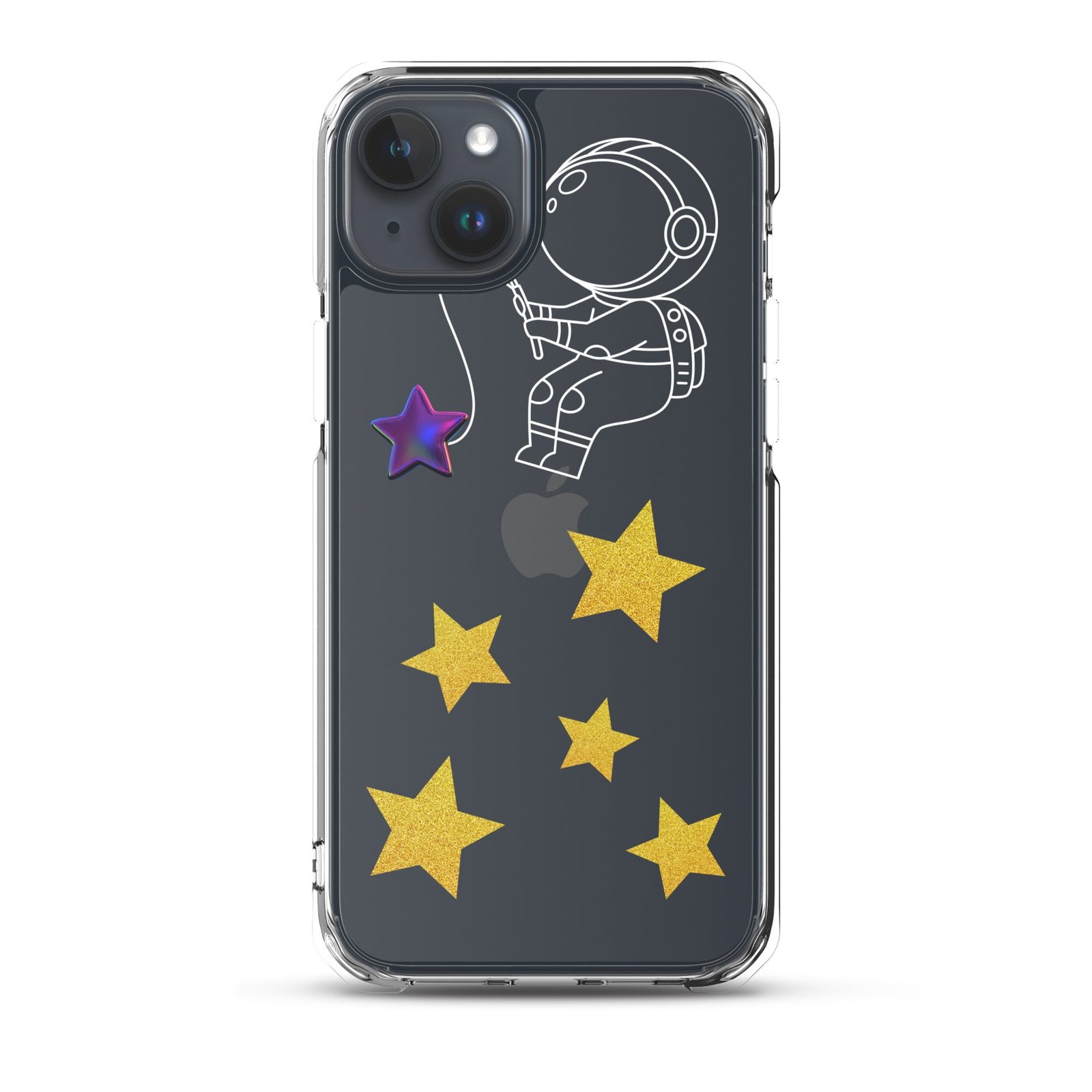 An iphone case featuring an astronaut amidst a Starry Night.