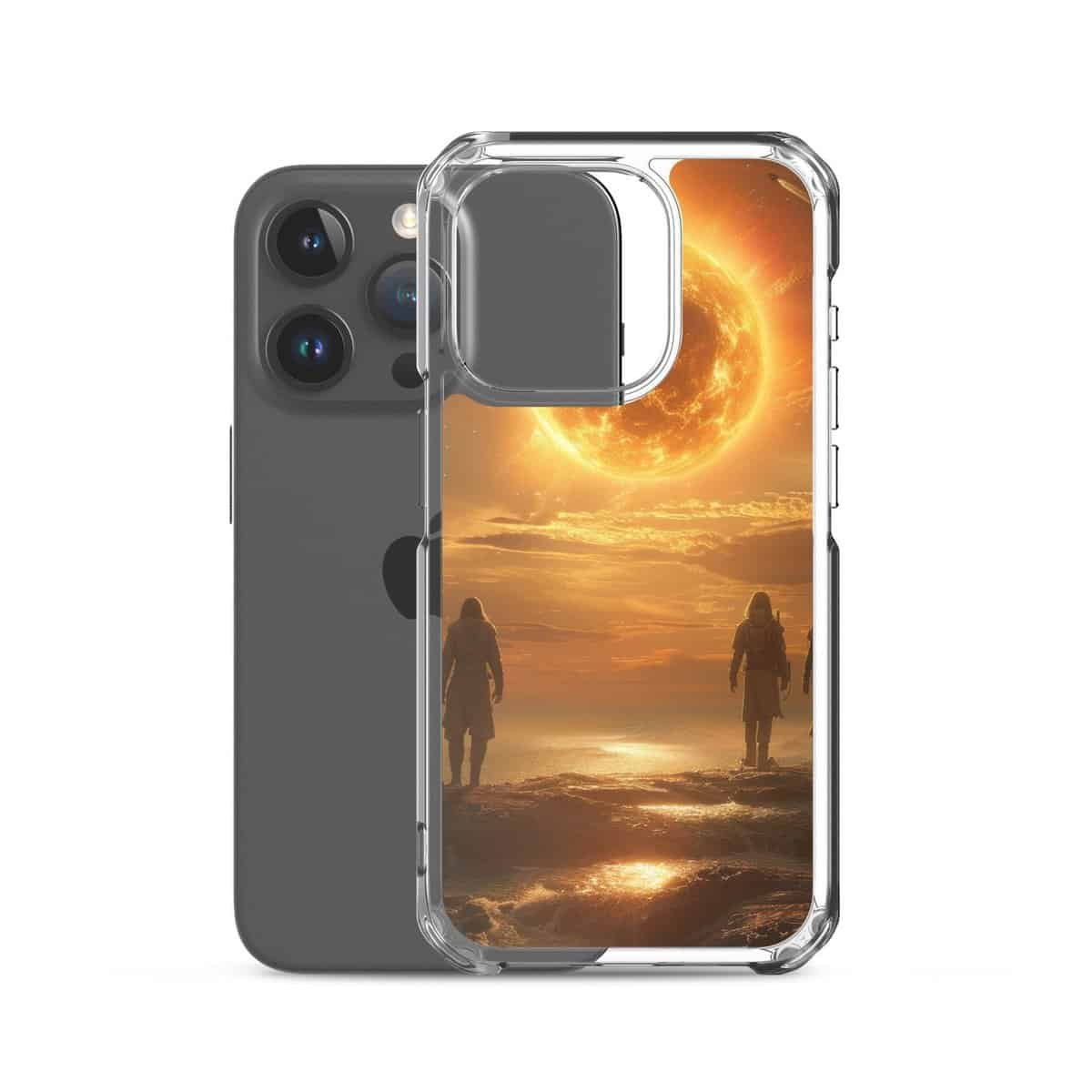A future us moment captured on a beach with the sun shining brightly through a clear case.