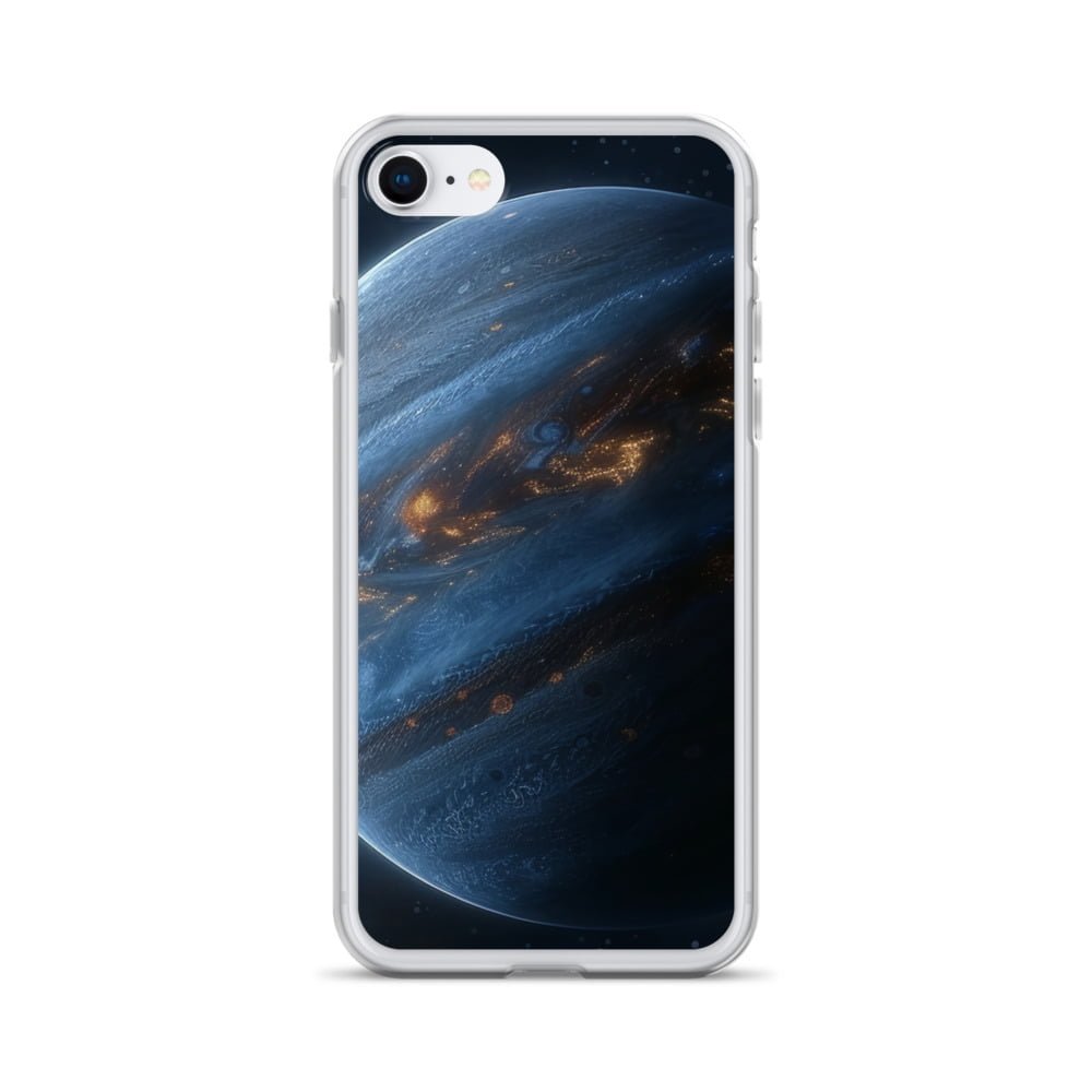 Introducing the new iPhone case featuring a mesmerizing image of the majestic planet Jupiter. This clear case not only provides sturdy protection for your iPhone but also showcases the stunning beauty of this celestial marvel