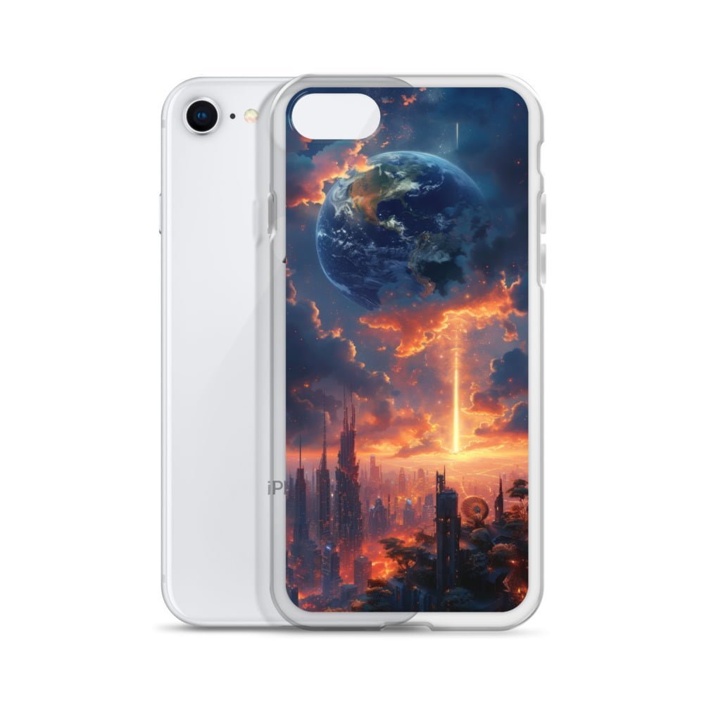 Enhance your iPhone® with the Earth Clear Case which beautifully showcases an image of the earth at sunset. Perfect for adding a touch of global appeal to your device.