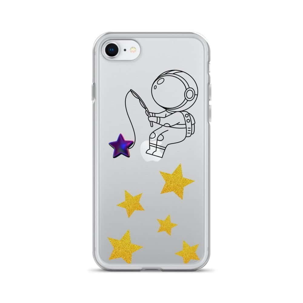 एक आकर्षक आईफोन केस जिसमें एक अंतरिक्ष यात्री मंत्रमुग्ध कर देने वाले तारों को निहार रहा है।