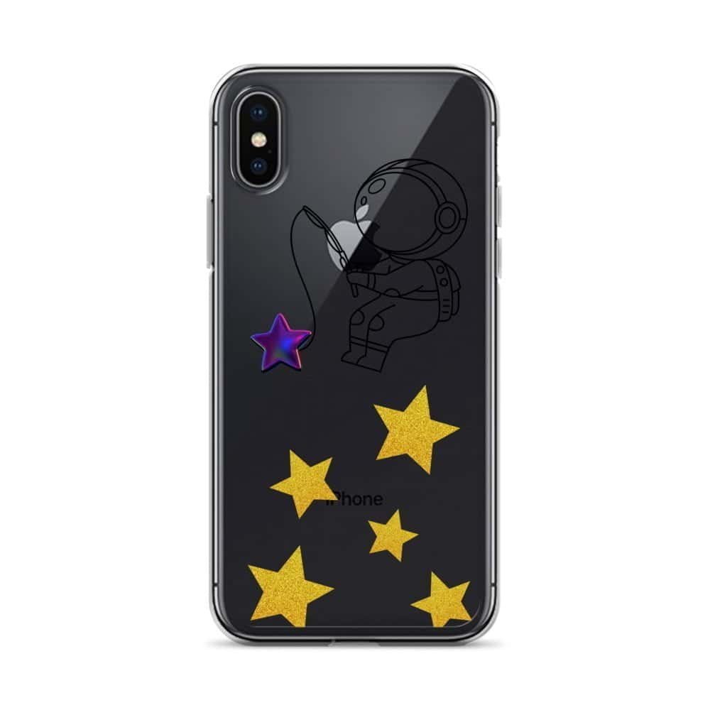 एक आईफोन कवर जिस पर एक अंतरिक्ष यात्री तारों को पकड़ता हुआ दिखाया गया है।