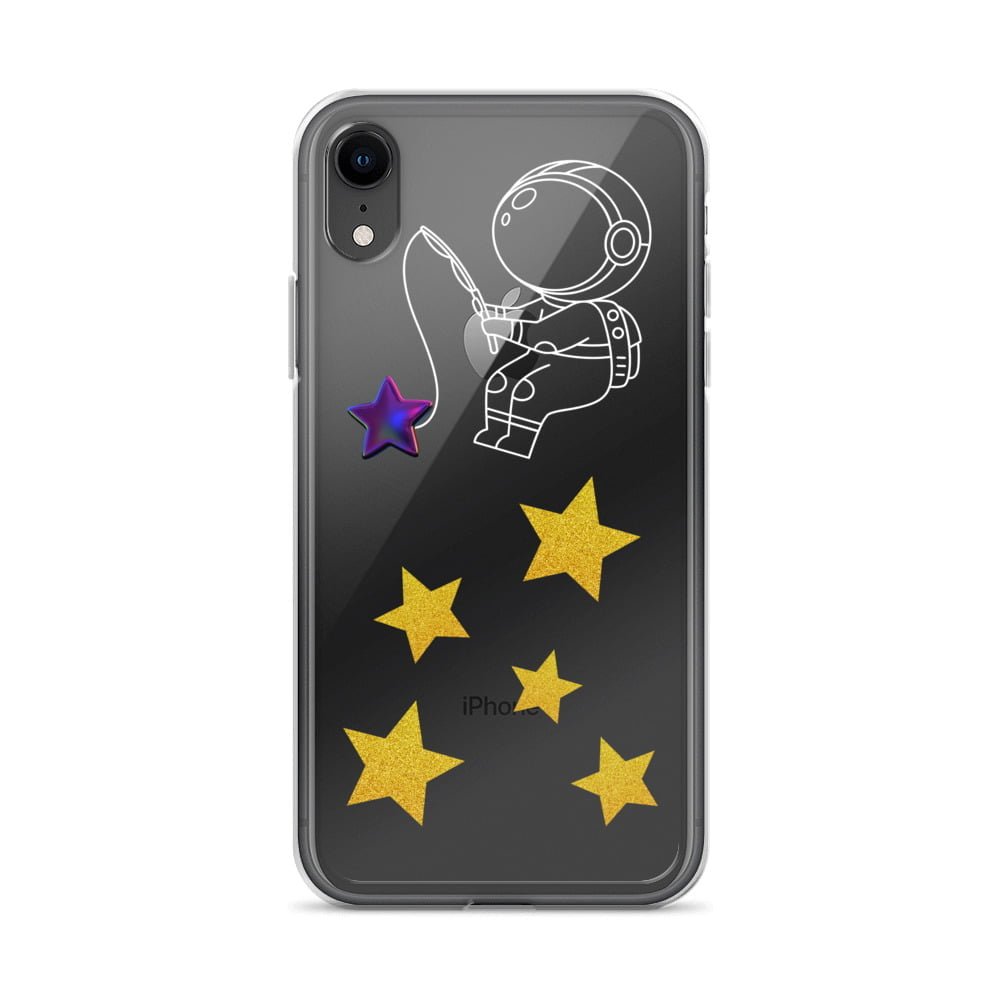 A Starry Night-themed iphone case adorned with an astronaut amidst a celestial backdrop.