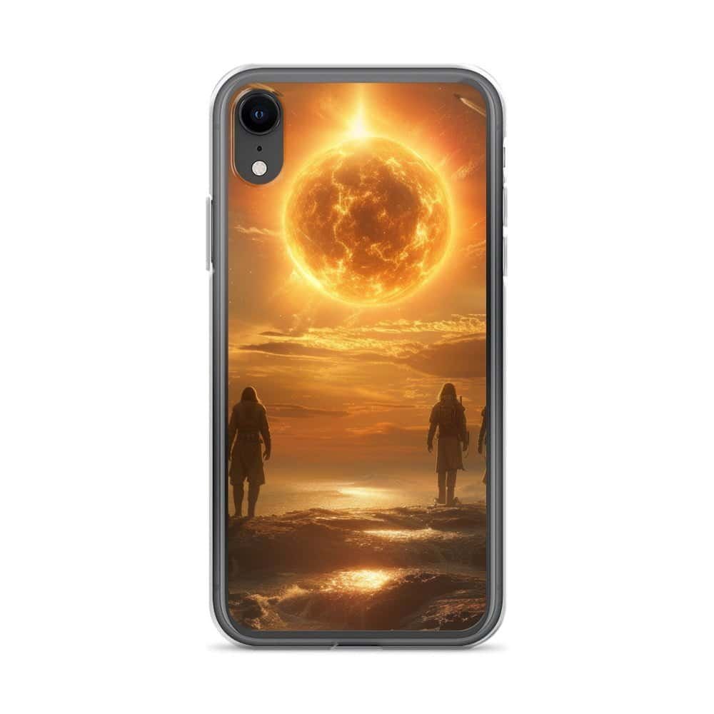 Two people walking on the beach with the sun behind them, captured in a Future iPhone case.
