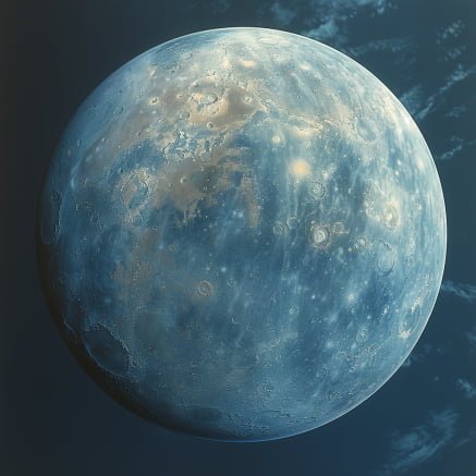An artist's rendering of a blue planet, Venus.