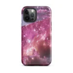 A Tough Case iPhone case featuring a pink crystal and stars on it, creating a galactic gem design.