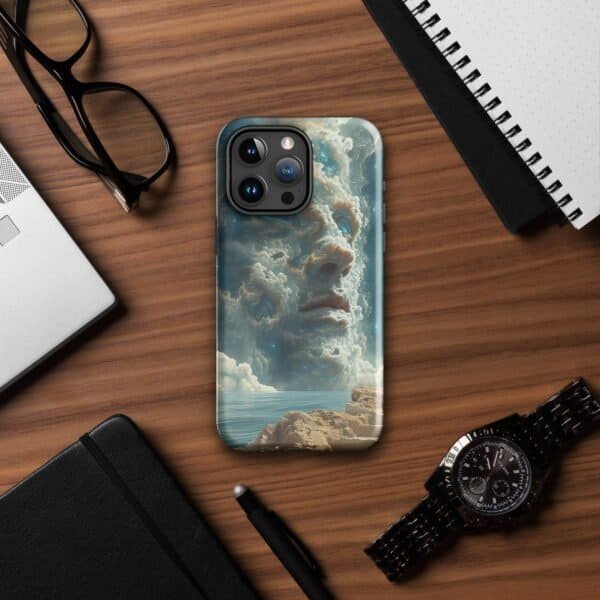 A Tough Case with an image of a man on a desk, perfect for your iPhone.