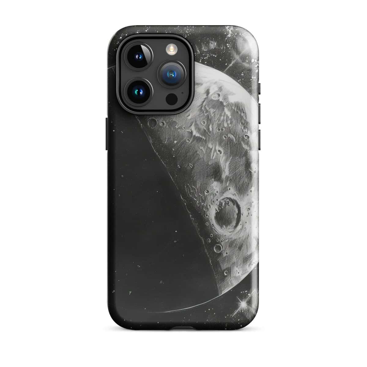 A moon design on a Tough Case for iPhone, featuring lunar fragments.