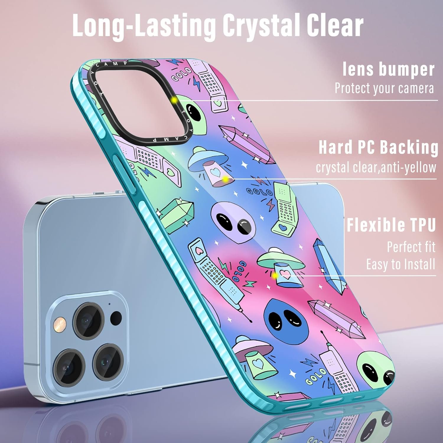 An Ultimate Aliens Case with a kickstand for iPhone 13 Pro Max.