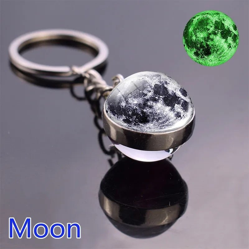 A Cosmic Glow Solar System Planet Keyring with a planet in the middle.
