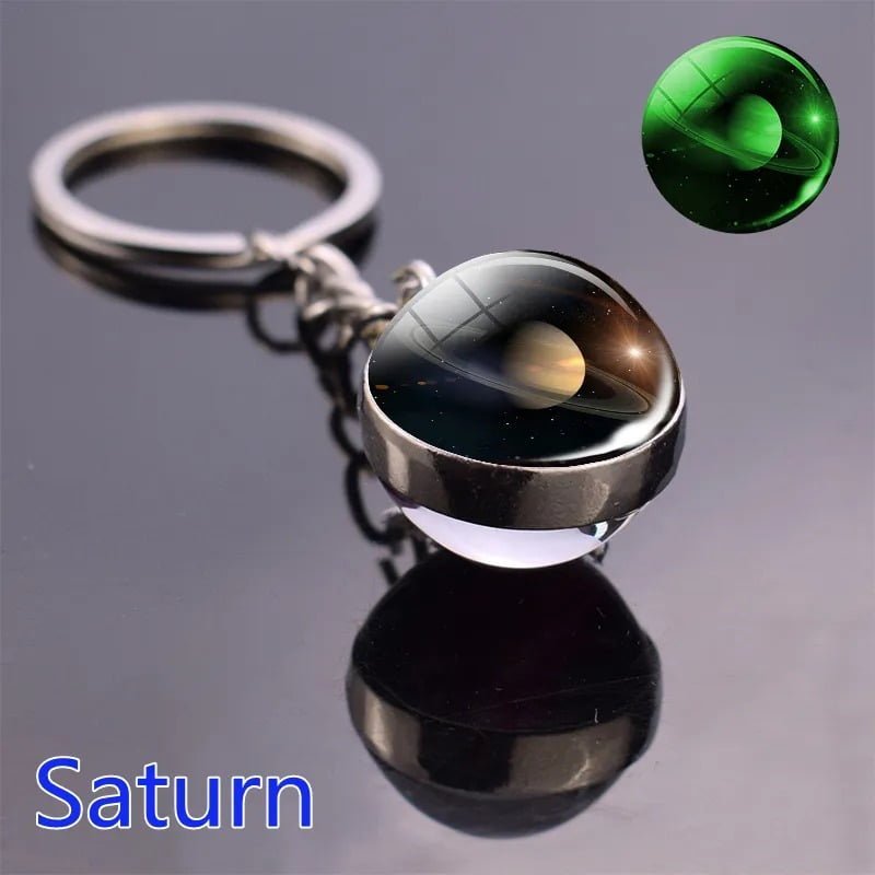 A Solar System Keyring with a planet in the center.