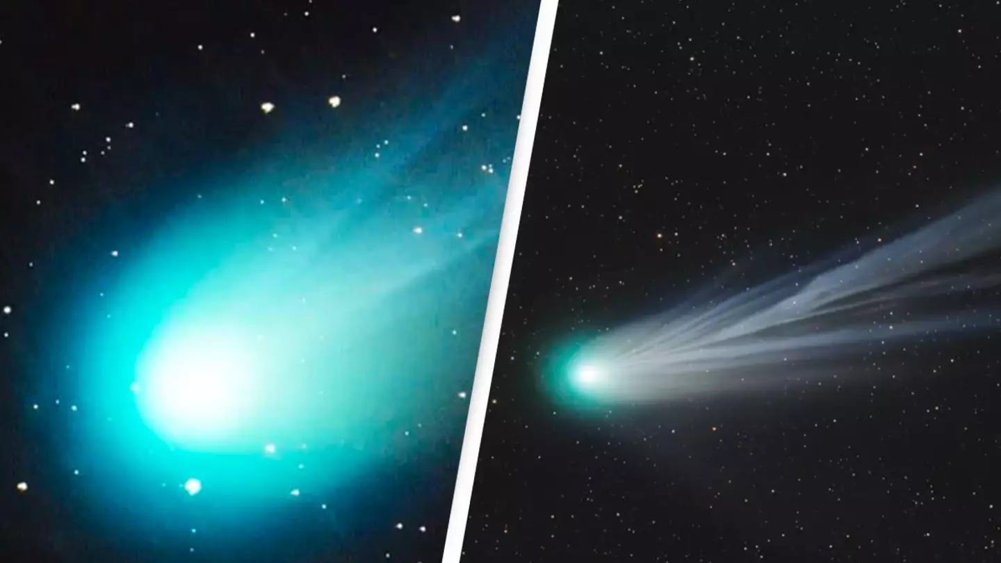 Unraveling the Mysteries of the "Mother of Dragons" Comet: A Cosmic Spectacle Gracing the Skies 3 Two different views of the Mother of Dragons Comet against a starry background.