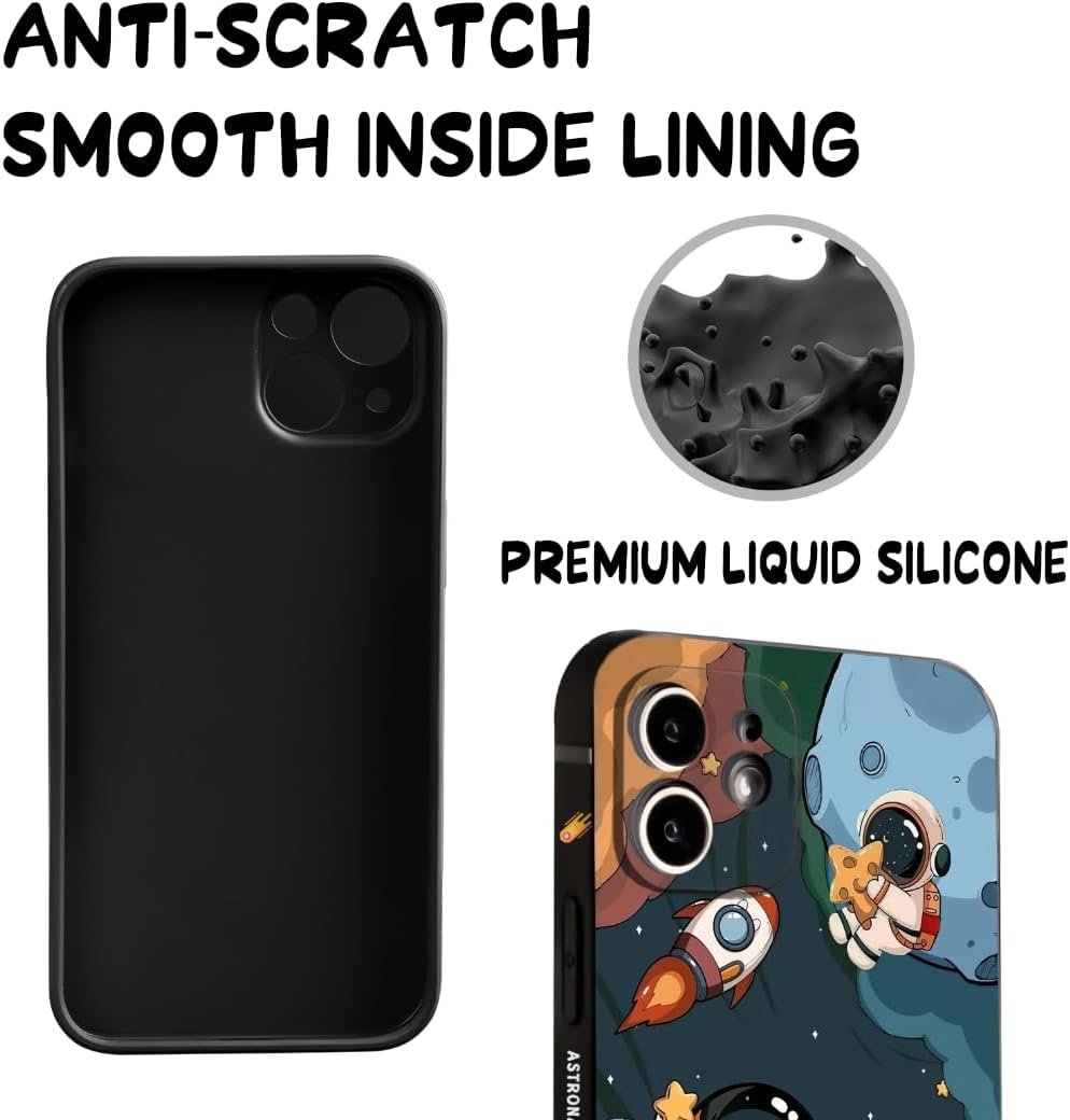 Astronaut iphone 13 Case Cute Cartoon Compatible with iphone 13 Case Cool Design Space Mars Phone Case Black