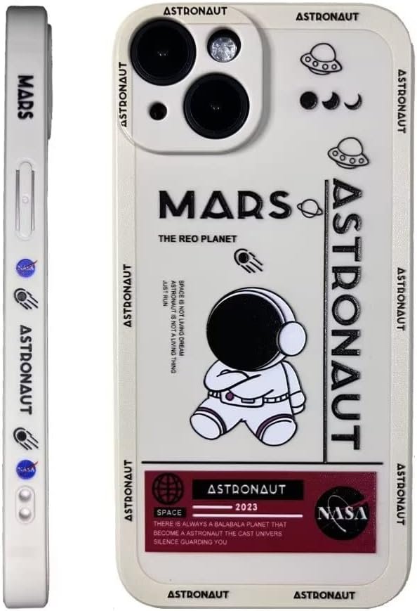 Astronaut iphone 13 Case Cute Cartoon Compatible with iphone 13 Case Cool Design Space Mars Phone Case Black