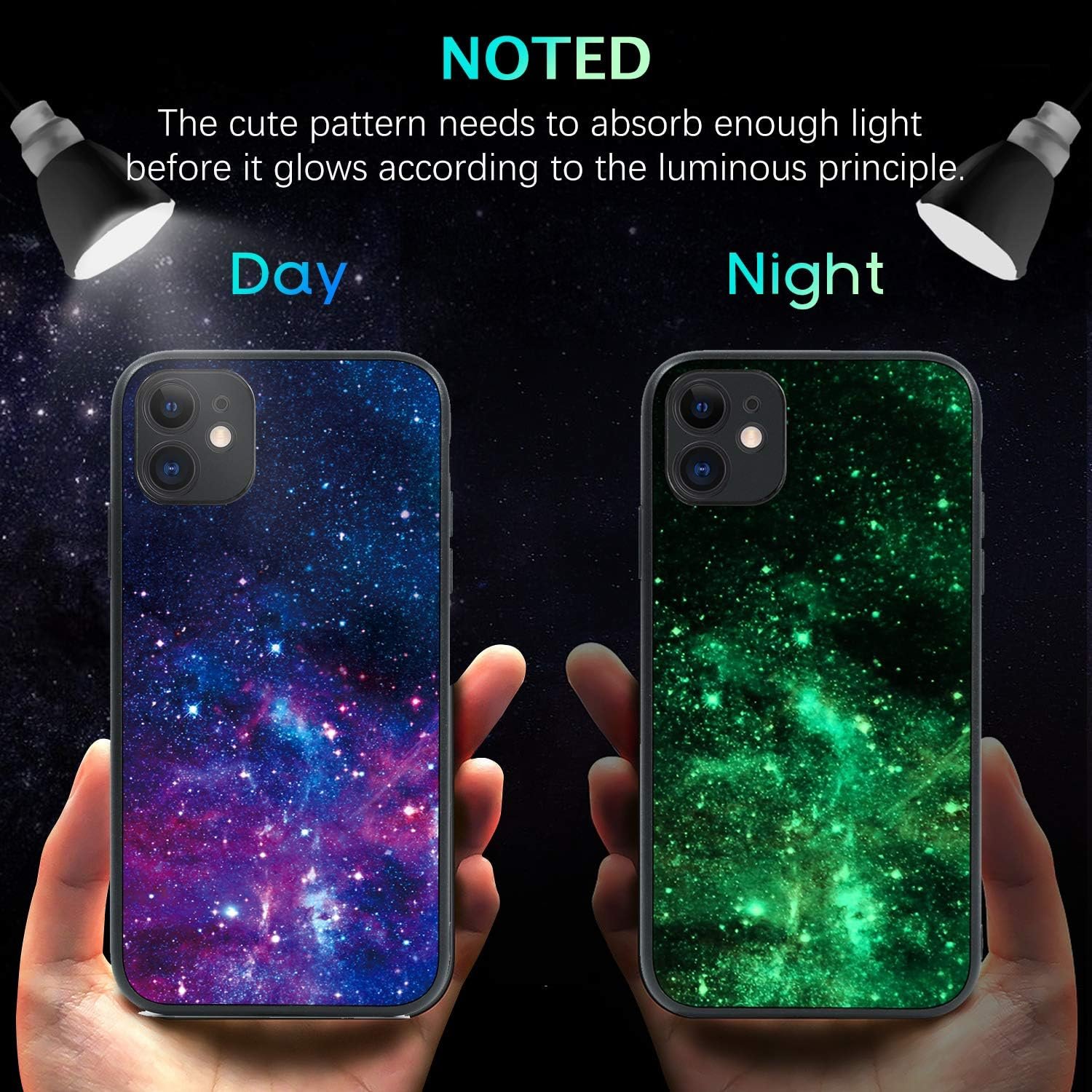 BENTOBEN iPhone 11 Case, Phone Case iPhone 11, Slim Fit Glow in The Dark Soft Flexible Bumper Protective Anti Scratch Non-Slip Phone Cases Cover for Apple iPhone 11 6.1 (2019), Nebula/Galaxy Design