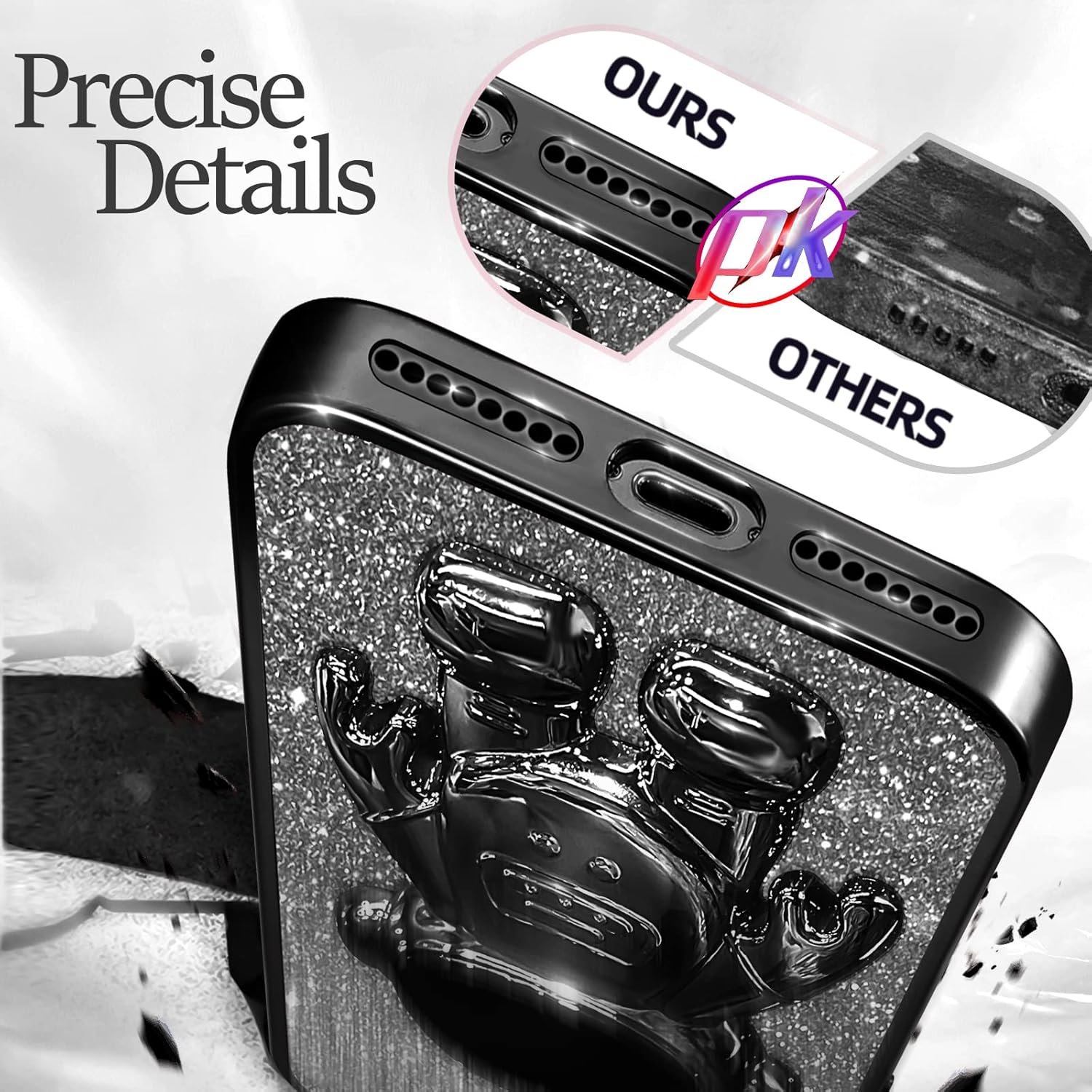 Buleens for iPhone SE 2022/ SE 2020/8/7 Case Astronaut, Clear Cases with Glitter Paper Spaceman Stand, Women Girls Cute Electroplated Sparkly Space Phone Cover for SE 2022/ SE 2020/8/7 Purple