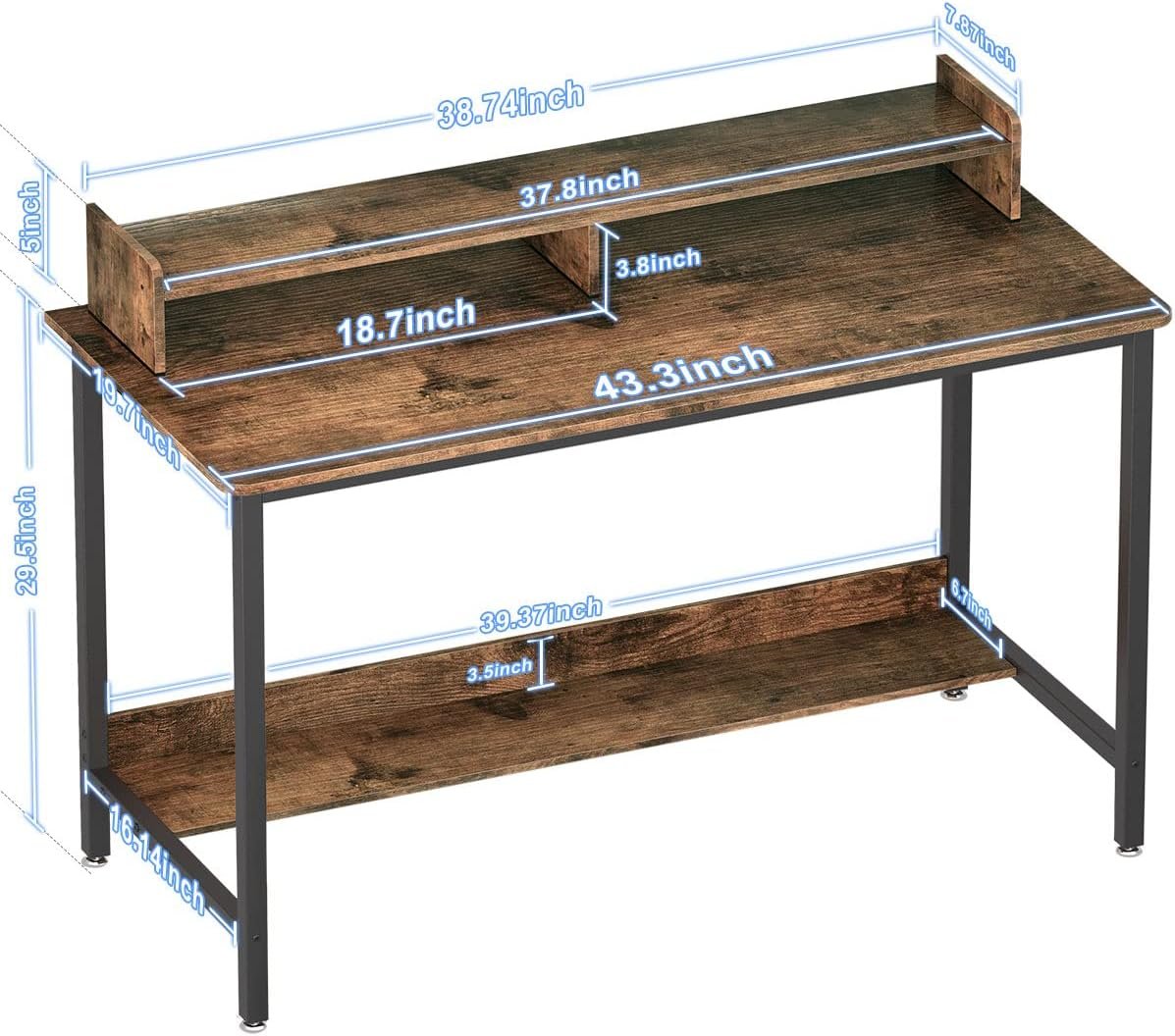 Computer Desk with Shelves, 32 Inch Gaming Writing Desk, Study PC Table Workstation with Storage for Home Office, Living Room, Bedroom, Metal Frame, Black