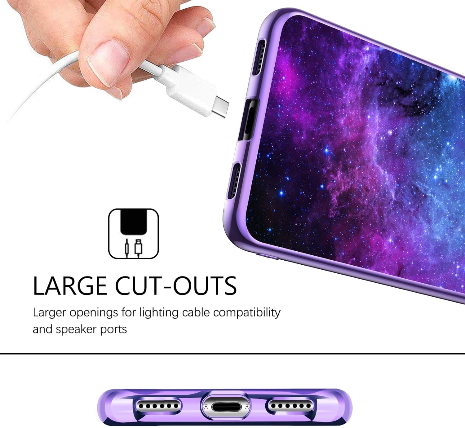 GUAGUA Compatible with iPhone SE 2022/2020 Case iPhone 8 Case iPhone 7 Case Glow in The Dark Noctilucent Luminous Space Nebula Slim Fit Protective Anti Scratch Case for iPhone 8/7/SE, Blue Nebula