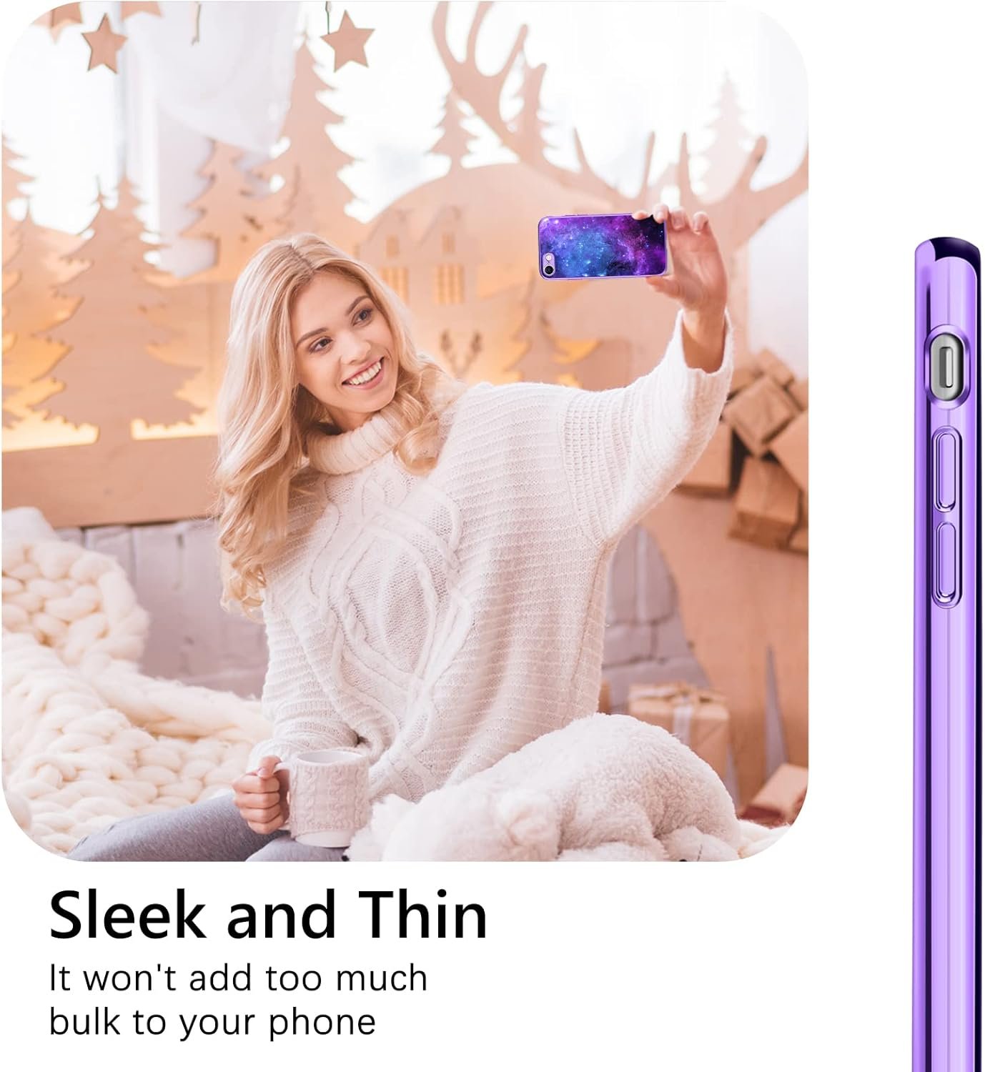 GUAGUA Compatible with iPhone SE 2022/2020 Case iPhone 8 Case iPhone 7 Case Glow in The Dark Noctilucent Luminous Space Nebula Slim Fit Protective Anti Scratch Case for iPhone 8/7/SE, Blue Nebula