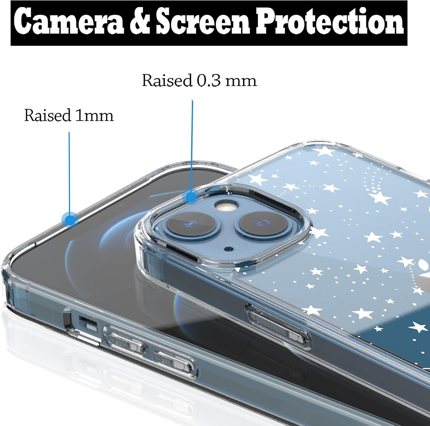 RANZ Compatible with iPhone 13 Case, Anti-Scratch Shockproof Series Clear Hard PC+ TPU Bumper Protective Cover Case for iPhone 13 (6.1) - Universe