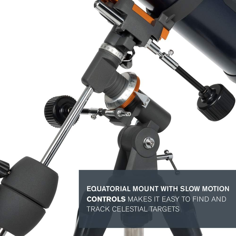 Explore the Cosmos with the Celestron - AstroMaster 114EQ Newtonian Telescope - Beginner's Reflector with Adjustable-Height Tripod