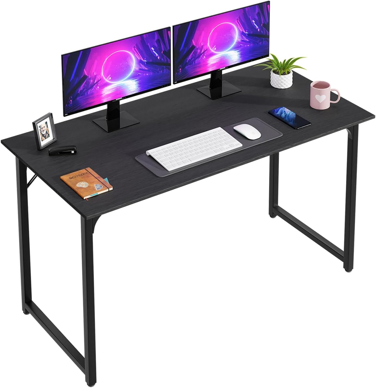 PayLessHere 47 inch Computer Desk Gaming Desk Multi-Function Writing Table, Black