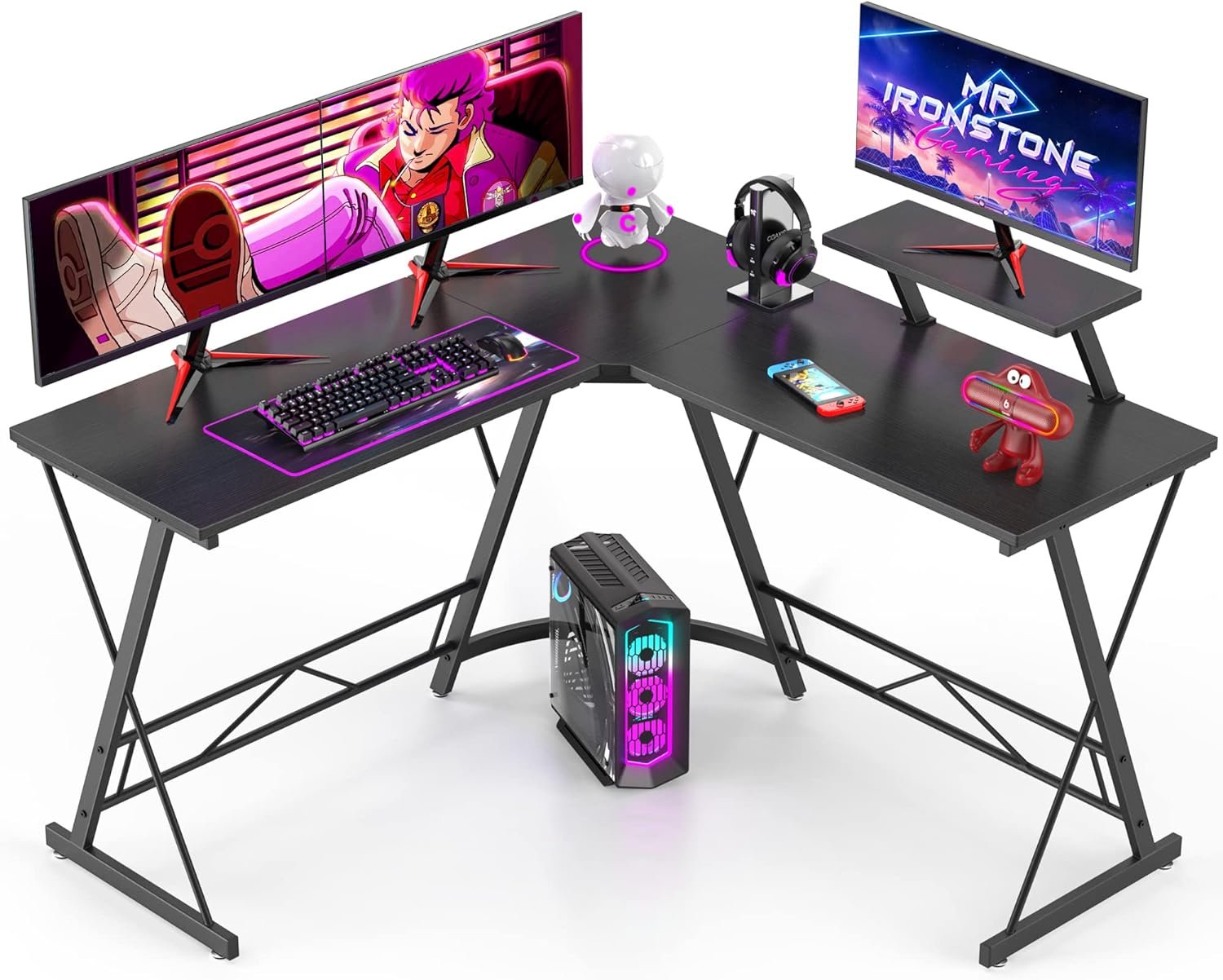 Mr IRONSTONE L Shaped Gaming Desk Corner Computer Desk - The Ultimate 51-Inch Home Office Workstation