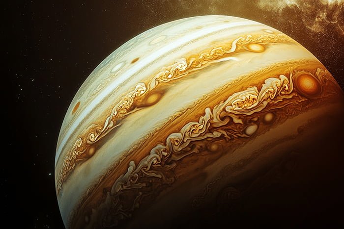 Exploring the Majestic Giant: A Deep Dive into Jupiter 3 Detailed view of Jupiter showcasing its vibrant bands of clouds and swirling storms.