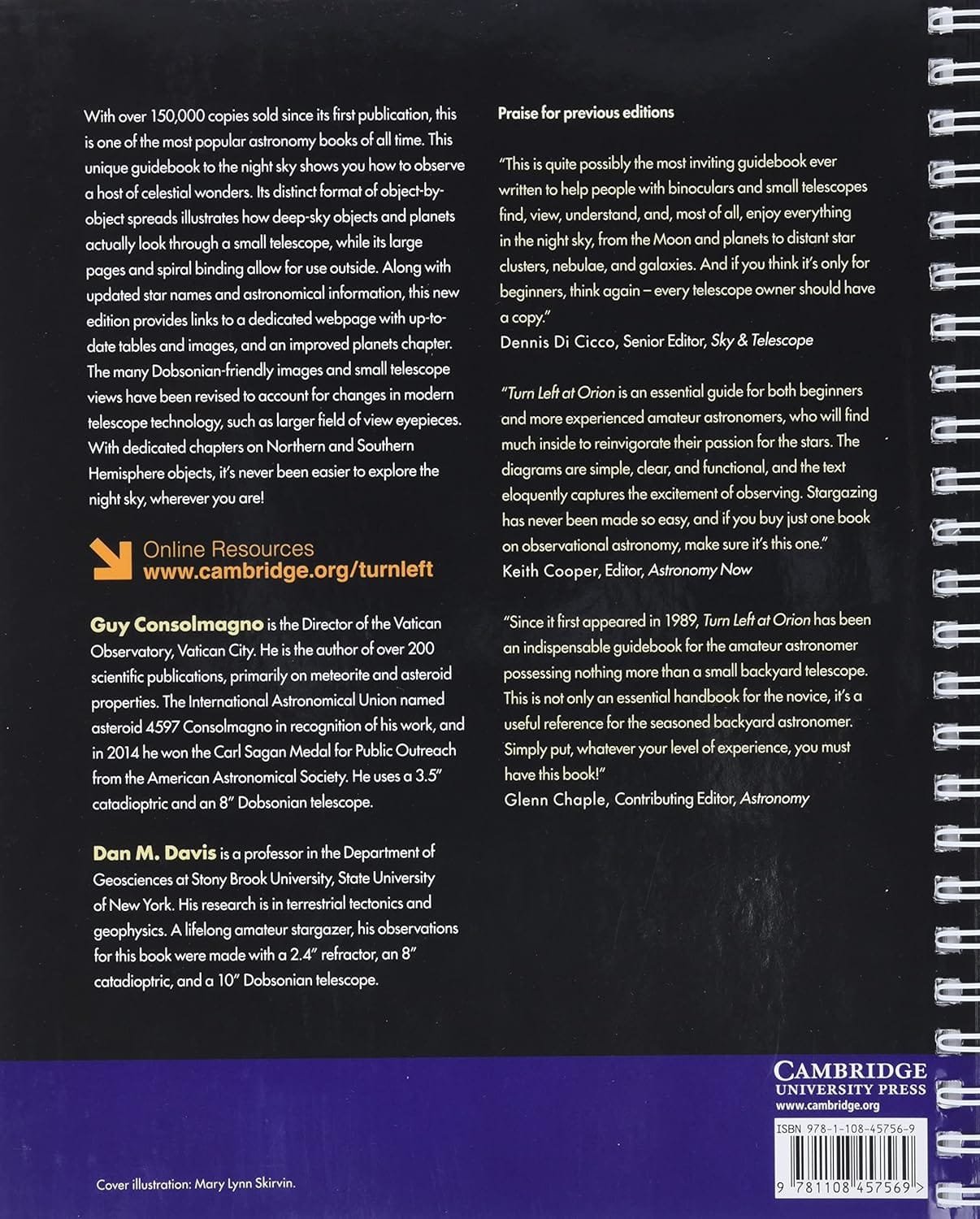Back cover of a book with text about the book's popularity, contents, endorsements, online resources, and author biographies. Includes a spiral binding on the right side.